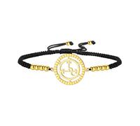Pulsera con el sigilo de Lilith Tobillera de Hécate Cordón trenzado a mano con hilo rojo de la suerte Amuleto gótico Triple diosa lunar Joyería Mitología pagana Brujería Regalo (Negro + dorado)