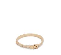 Pulsera con hebilla y perlas de AllSaints. Pulsera articulada con mini perlas de doble fila. Joyería elegante para mujer, fabricada en latón color blanco