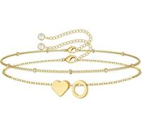 Pulsera con inicial, chapada en oro de 14 quilates, pulsera con inicial de corazón A-Z para mujeres y niñas, regalos de joyería de moda, pulseras de oro delicadas con letras, regalos de cumpleaños