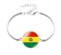 Pulsera Con La Bandera De Bolivia: Países De América Del Sur Con Cúpula De Cristal Y Cabujón, Brazalete Con Botón, Pulsera Patriota Ajustable, Accesorios De Regalo Para Homb