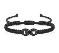 Pulsera con letra inicial para mujeres y hombres, alfabeto hecho a mano con cuerda trenzada ajustable, pulsera de corazón, regalo de joyería para hija, día de la madre, mamá, hermana, 9 inches, Cuerda