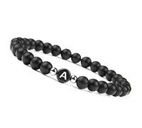 Pulsera con Letras Superficie Lisa Pulsera Unisex de Pareja Se Adapta a Casi Cualquier Muñeca (Negro (A)