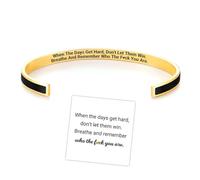 Pulsera con mensaje en inglés "Don't Let The Hard Days Win", brazalete motivacional de acero inoxidable con mensaje oculto grabado, regalo de joyería para regalo, Adjustable, Acero inoxidable, No es