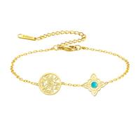 Pulsera con nudo de bruja y tetragrama pentagrama ajustable pulsera con nudo celta y colgante turquesa con nombre de Dios protección brujería joyas paganas para mujeres y hombres