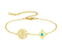 Pulsera con nudo de bruja y tetragrama pentagrama ajustable pulsera con nudo celta y colgante turquesa con nombre de Dios protección brujería joyas paganas para mujeres y hombres