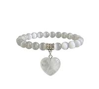 Pulsera con piedras naturales reales y colgante de corazón, energía positiva, armonía interior y protección espiritual, amor y bienestar, Medio, Piedra, Cuarzo