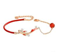 Pulsera con símbolo de Koi en cuerda roja que representa la búsqueda valiente de objetivos y el cumplimiento a largo plazo
