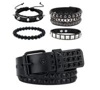 Pulsera con tachuelas negras Y2K con remaches góticos punk rock | Y2K - Pulsera gótica para cinturón emo, accesorios grunge para mujeres y hombres, juego de accesorios punk