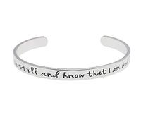 Pulsera con texto en inglés "Be Still and Know That I am God", pulsera de aliento, pulseras religiosas cristianas, Salmo 46:10 con versículo bíblico, Standar, Metal
