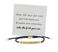 Pulsera con texto en inglés "Remember Who The F You Are ", pulsera motivacional de autovalía, correa trenzada ajustable, no dejes que los días duros ganen, regalos inspiradores para mujeres