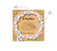 Pulsera con texto en inglés «To My Daughter/Niece/Sister», regalo de graduación de regreso a clases, Navidad, cumpleaños, 6+2, Piedra, No es una piedra preciosa