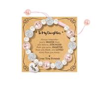 Pulsera con texto en inglés «To My Daughter/Niece/Sister», regalo de graduación de regreso a clases, Navidad, cumpleaños, 6+2, Piedra, No es una piedra preciosa