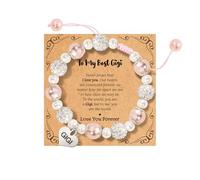 Pulsera con texto en inglés «To My Daughter/Niece/Sister», regalo de graduación de regreso a clases, Navidad, cumpleaños, 6+2, Piedra, No es una piedra preciosa