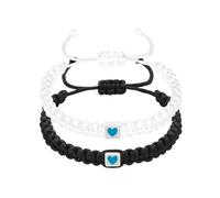 Pulsera conectada rosa con anillos para mujer, joyería de pareja de amor de acero pulsera varios mensajes joyas (G, One Size)