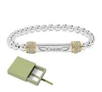 Pulsera conmemorativa personalizada con nombre, para conmemorativo, pulsera de cuentas con nombre personalizado "I'm a Wife to a Husband", joyería de amistad ajustable de acero inoxidable para un ser