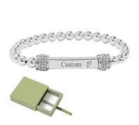 Pulsera conmemorativa personalizada con nombre, para conmemorativo, pulsera de cuentas con nombre personalizado "I'm a Wife to a Husband", joyería de amistad ajustable de acero inoxidable para un ser
