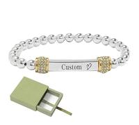 Pulsera conmemorativa personalizada con nombre, para conmemorativo, pulsera de cuentas con nombre personalizado "I'm a Wife to a Husband", joyería de amistad ajustable de acero inoxidable para un ser