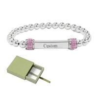 Pulsera conmemorativa personalizada con nombre, para conmemorativo, pulsera de cuentas con nombre personalizado "I'm a Wife to a Husband", joyería de amistad ajustable de acero inoxidable para un ser