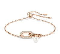 Swarovski Constella - Pulsera oficial con cuentas de cristal redondas y baño de oro rosa