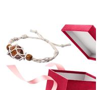 Pulsera Cordón | Titular de piedra vacío - Bolso de red con colgante de de cuarzo tejido a mano con longitud ajustable para la fabricación de joyas de collar de pulsera de bricolaje, pulseras de cuerd