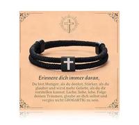Pulsera cruzada, cuerda trenzada con acero inoxidable, regalo de comunión, tamaño ajustable, regalos cristianos, primera comunión para adolescentes, hijo, nietos, niños