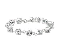 Pulsera cuadrada plateada a cuadros de colores llamativos pulsera de la amistad para niños, talla única, Acero aleado, No es una piedra preciosa