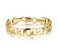 Pulsera cubana de oro y plata de 9 mm, 6-9 pulgadas, chapado en oro y plata PVD - Bling King London, 9-Inch, Latón, Sin piedra preciosa