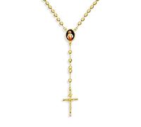 Pulsera Cuentas Del Rosario Cristiano Católico Con El Sagrado Corazón Jesús Crucifijo Y Cruz Collar Cuentas Del Rosario Católico Para Mujeres Adolescentes Latón Chapado En Oro 18 Quilates