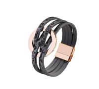 Pulsera Cuero Hombre,Pulsera Ancha De Cuero Unisex con Estampado De Leopardo Y Hebilla Magnética Ancha Estilo Punk con Múltiples Capas para Hombre Y Mujer Regalo De Joyería. Estilo 1.