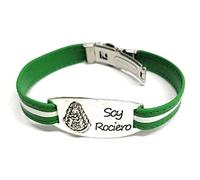 Pulsera Cuero | Placa Virgen Del Rocío | Soy Rociero | Pulseras Elásticas | Piel | Ajustable (CUERO ANDALUCÍA)