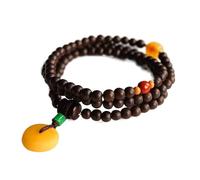Pulsera de 108 cuentas de madera de agar natural, joyería de budismo tibetano para meditación y oración, cuentas hechas a mano de 7 mm para hombres y mujeres