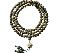 Pulsera de 108 cuentas de sándalo verde natural para meditación, rosario de madera hecha a mano, accesorio de oración unisex, 6mm, Piedra, Sin piedra preciosa