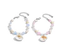 Pulsera De 2 Paquetes Sea Jewely Deliced Hand Shell Shell Accessories Sweet Texture para Eventos Especiales Joyería De Natural para Mujeres