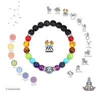 Pulsera de 7 chakras con cuentas de piedra natural, 12 pulseras de constelaciones para hombres y mujeres , joyería de meditación de ansiedad de cristal, Géminis