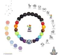 Pulsera de 7 chakras Cuenta de piedra natural 12 Pulseras de constelaciones para hombres Mujeres Joyas de meditación de ansiedad de cristal, Virgo