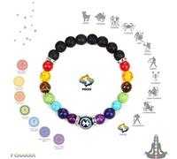 Pulsera de 7 Chakras, cuentas de piedra Natural, 12 pulseras de constelaciones para hombres y mujeres , joyería de meditación de ansiedad de cristal, Piscis