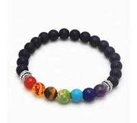 Pulsera de 7 Chakras Lava volcánica Mala meditación joyería religiosa pulseras de energía de Yoga para hombres y mujeres, esmerilado
