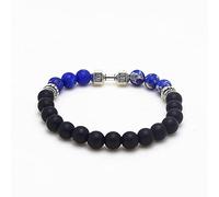 Pulsera de 7 Chakras Lava volcánica Mala meditación joyería religiosa pulseras de energía de Yoga para hombres y mujeres, emperador azul oscuro