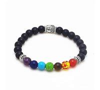 Pulsera de 7 chakras, lava volcánica, meditación, joyería religiosa para hombres y mujeres, pulseras con dijes de energía de yoga, Buda esmerilado
