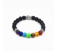 Pulsera de 7 chakras, lava volcánica, meditación, joyería religiosa para hombres y mujeres, pulseras con dijes de energía de yoga, Buda de lava