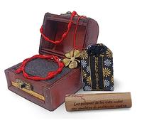 Pulsera de 7 Nudos Roja, Hilo Rojo del Destino con Amuletos de la Suerte y Protección, Regalos Originales para Mujer con Cofre del Tesoro y Trebol de la Buena Suerte y Omamori de la Fortuna