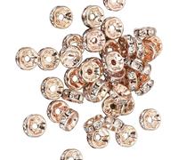 Pulsera de 8 mm con cuentas de diamantes de imitación, cuentas espaciadoras sueltas y redondas de cristal para proyectos de manualidades de joyería de collares