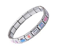 Pulsera de abalorios italiana, acero inoxidable modular con enlace para mujer, 1 pieza ajustable de 18 cm Fashion Jewelry Charm Base Band with Interchangeable Design, Diy Finding Supplies for Travel