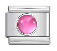 Pulsera de acero inoxidable de 9 mm con diseño de fecha, redondo, para madre e hija, con piedra natal de cristal de plata italiana de 9 mm, compatible con nominación, Two Tone Gold Sapphire Blue