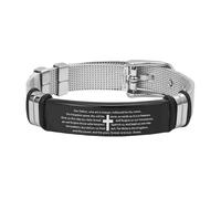 Pulsera De Acero Inoxidable De La Biblia - Brazalete Cruzado Vintage Para Hombres | Diseño De Enlace De Oración Religiosa, Accesorio De Muñeca De Acero Duradero, Regalo Para Confirmación, Bautismo, Us