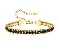 Pulsera de acero inoxidable de triple capa con circonita cúbica en tono oro de 18 quilates para mujer, regalo de joyería de moda