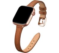 Pulsera de acero inoxidable para Apple Watch, correas de cuero delgadas de cuero genuino de alta calidad compatibles con iWatch Series 10 9 8 7 6 5 4
