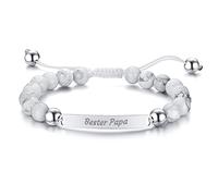 Pulsera de acero para hombre, pulsera de metal de ágata plateada, con placa de perro grabada, regalo para el día del padre, 19-27X0.6CM, Acero inoxidable Acero inoxidable pulsera, Sin piedra preciosa