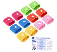 Pulsera de acupresión contra náuseas, 4 unidades, pulseras antináuseas para mareos, embarazo, vuelos, náuseas de viaje, sin efectos secundarios, adultos, vacaciones y viajes (6 pares)