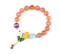 Pulsera De Ágata Natural, De Moda 925 De Plata De Cera De Abejas Jaspe Cadena De Cuentas Redondas De Joyería De Mano, Regalos